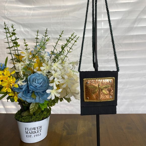 Lunacy Designs Purse with Hammered Metal Dragonfly Copper Brass - Picture 1 of 8
